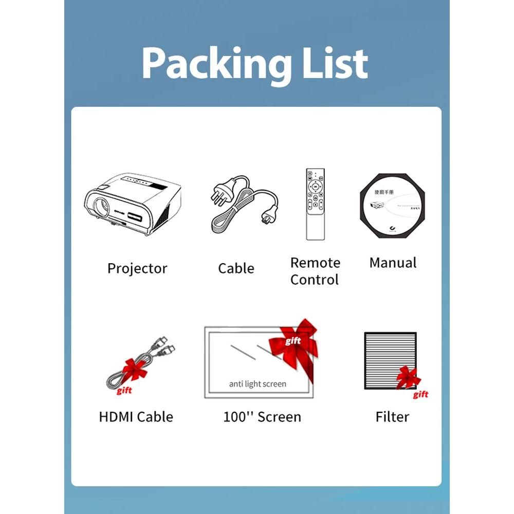 1080p Home Theater Projector with 4K Support, WiFi & Screen by HitMyNeed