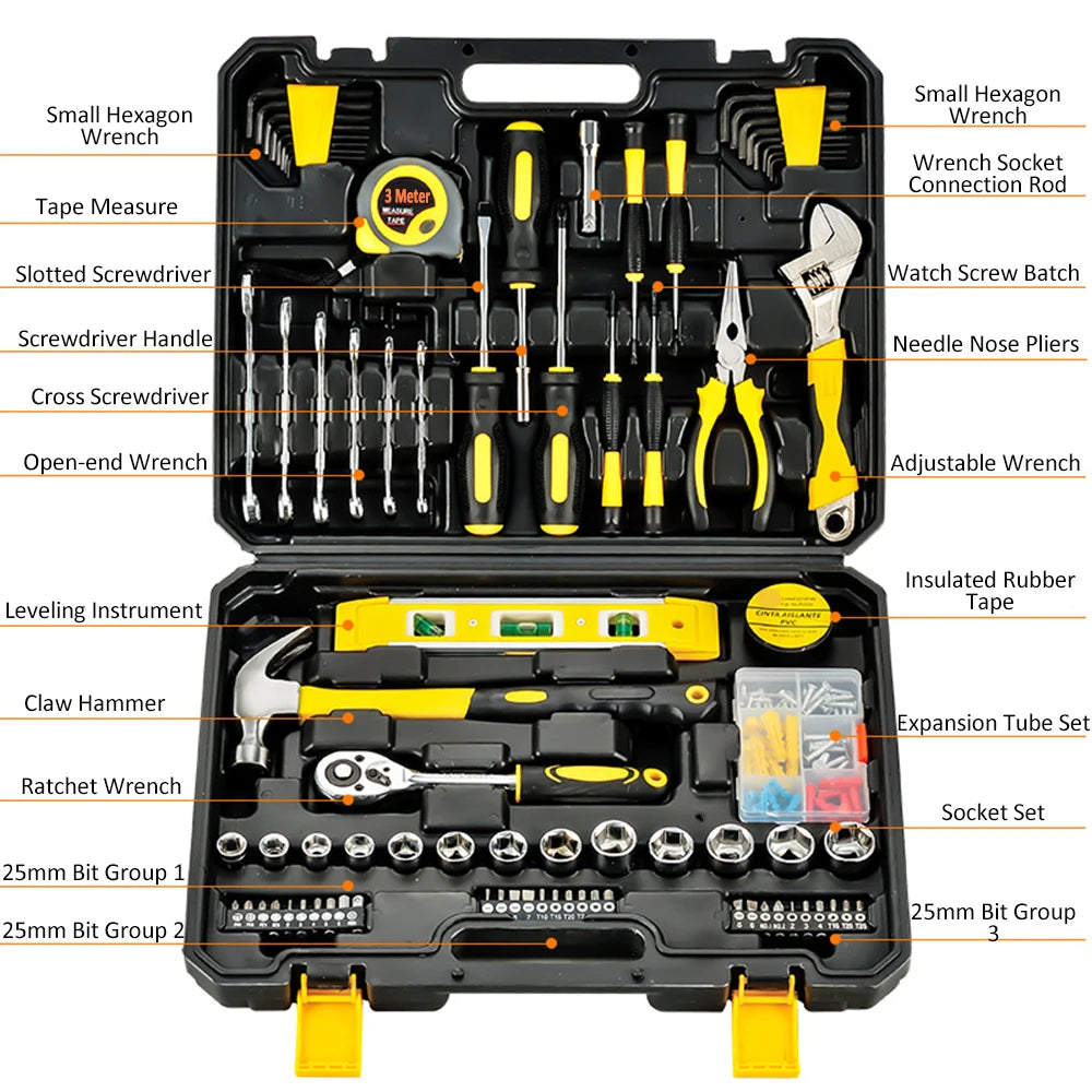 108pcs Household & Car Repair Hand Tool Kit with Case by HitMyNeed