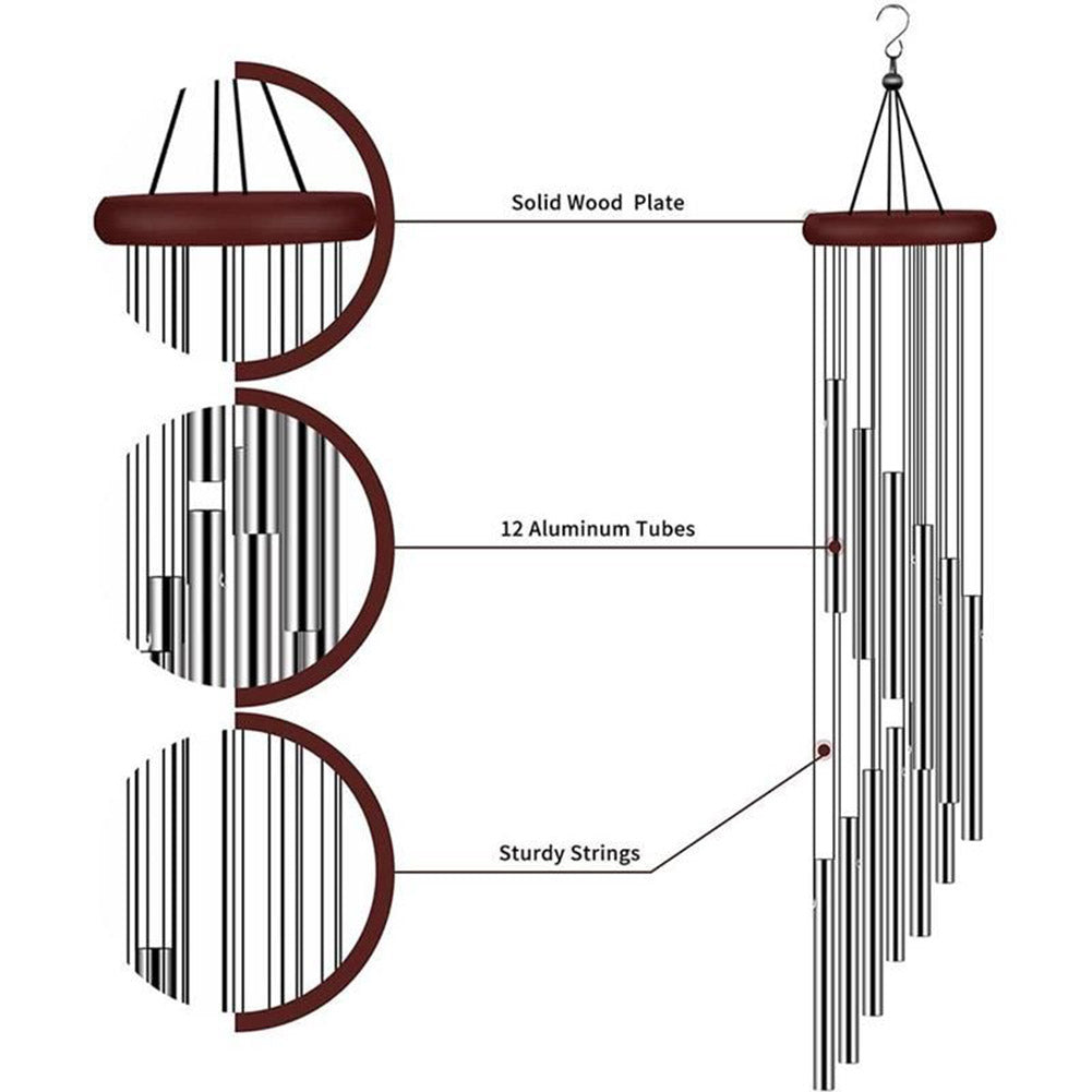 12-Tube Aluminum Wind Chime for Garden & Balcony by HitMyNeed