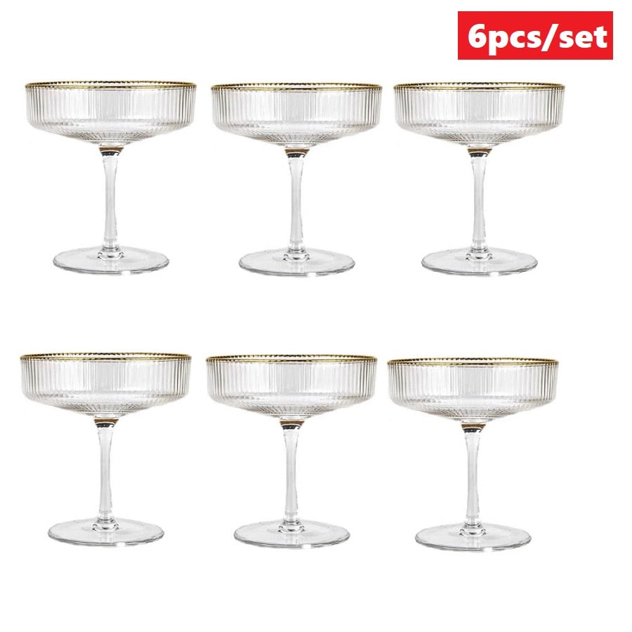 Elegant Glass Ice Cream Cups with Gold Rim