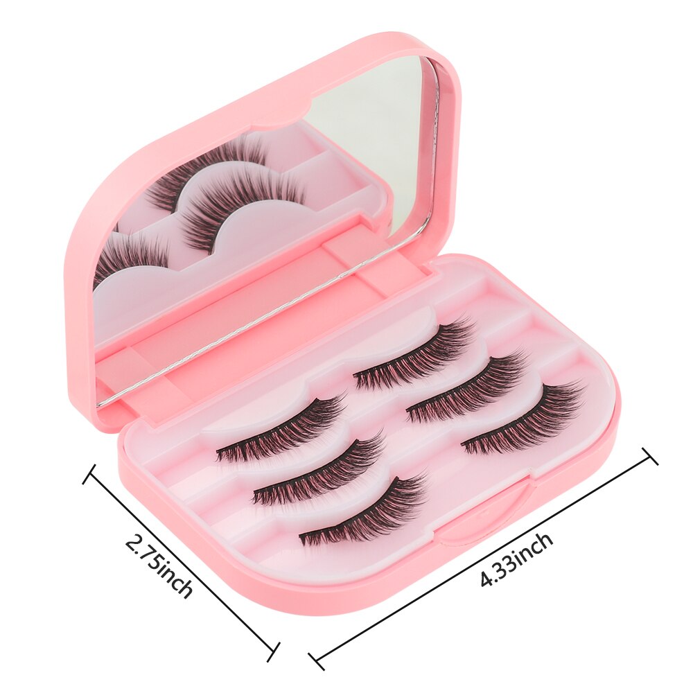 False Eyelash Case with Mirror - Holds 3 Pairs