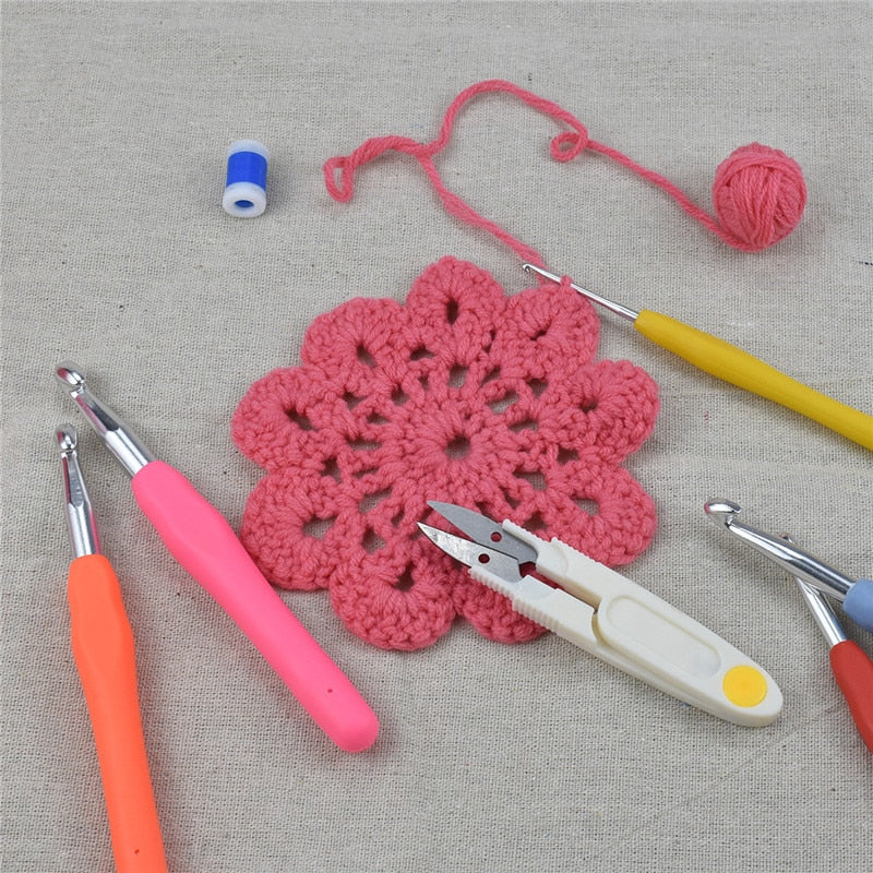 14-Piece Ergonomic Aluminum Crochet Hook Set by HitMyNeed