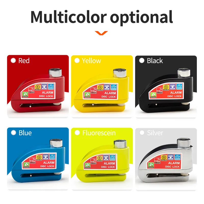 Motorcycle Disc Brake Lock with Alarm and Reminder Cable