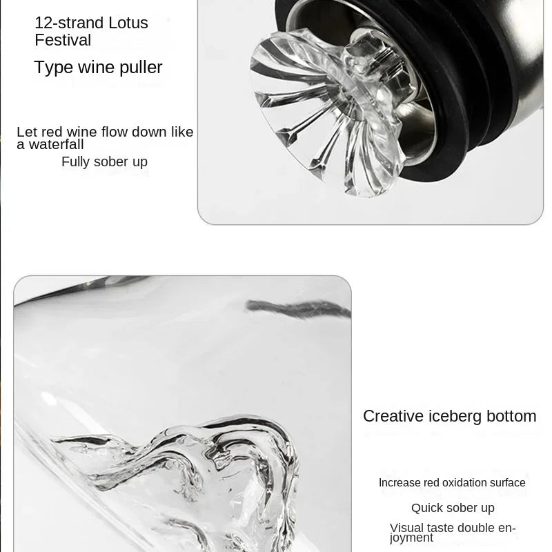 1.5L Lead-Free Crystal Wine Decanter Iceberg Design