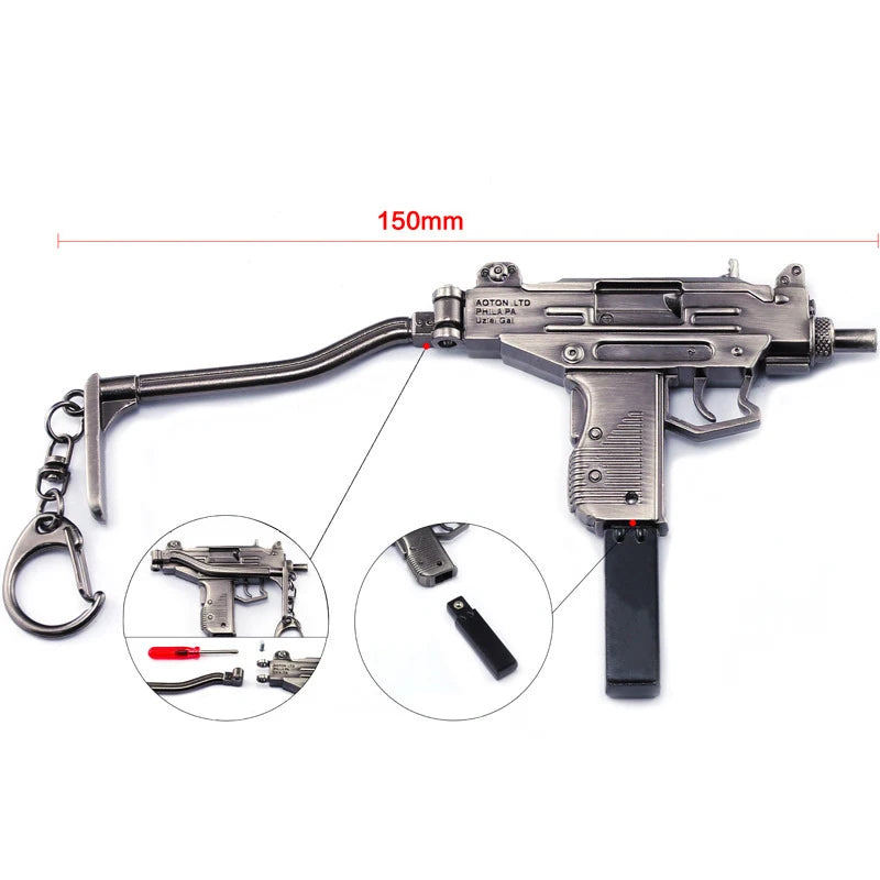 15cm Alloy Mini UZI Model Gun Keychain Pendant by HitMyNeed