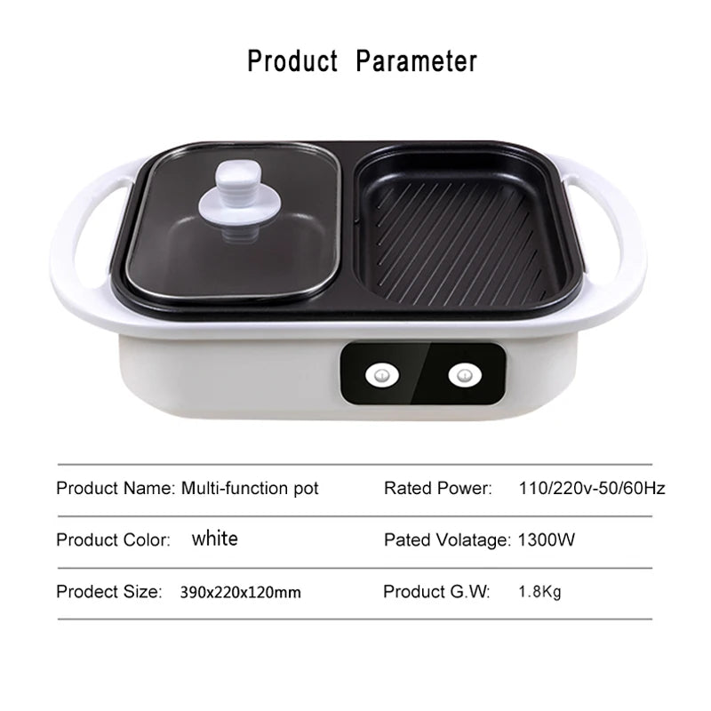 2-in-1 Electric Shabu Pot and Grill Griddle by HitMyNeed
