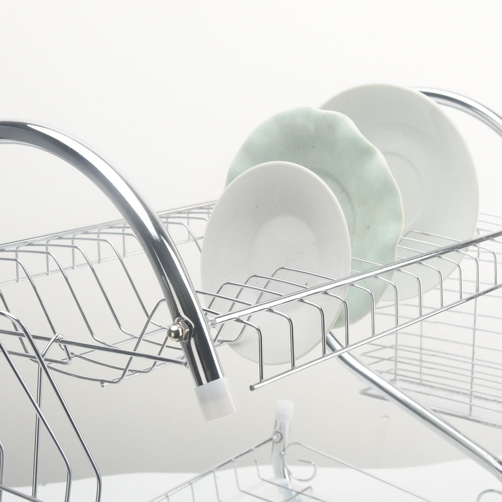 2-Tier Dish Drying Rack Organizer with Utensil Holder by HitMyNeed