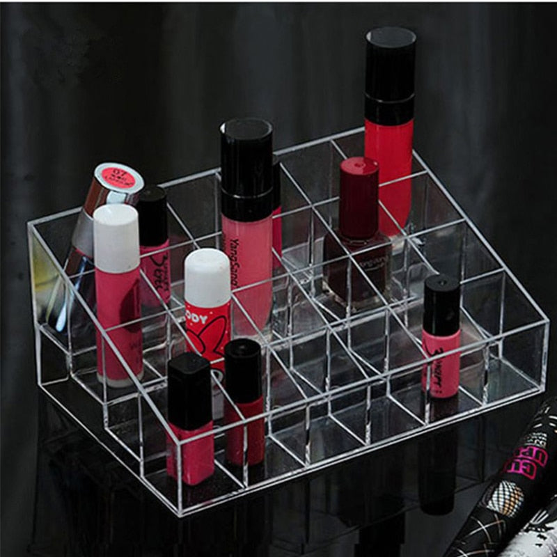 24-Grid Acrylic Lipstick and Nail Polish Organizer by HitMyNeed