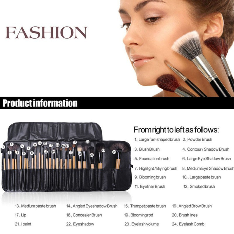 24-Piece Professional Makeup Brush Set with Case by HitMyNeed
