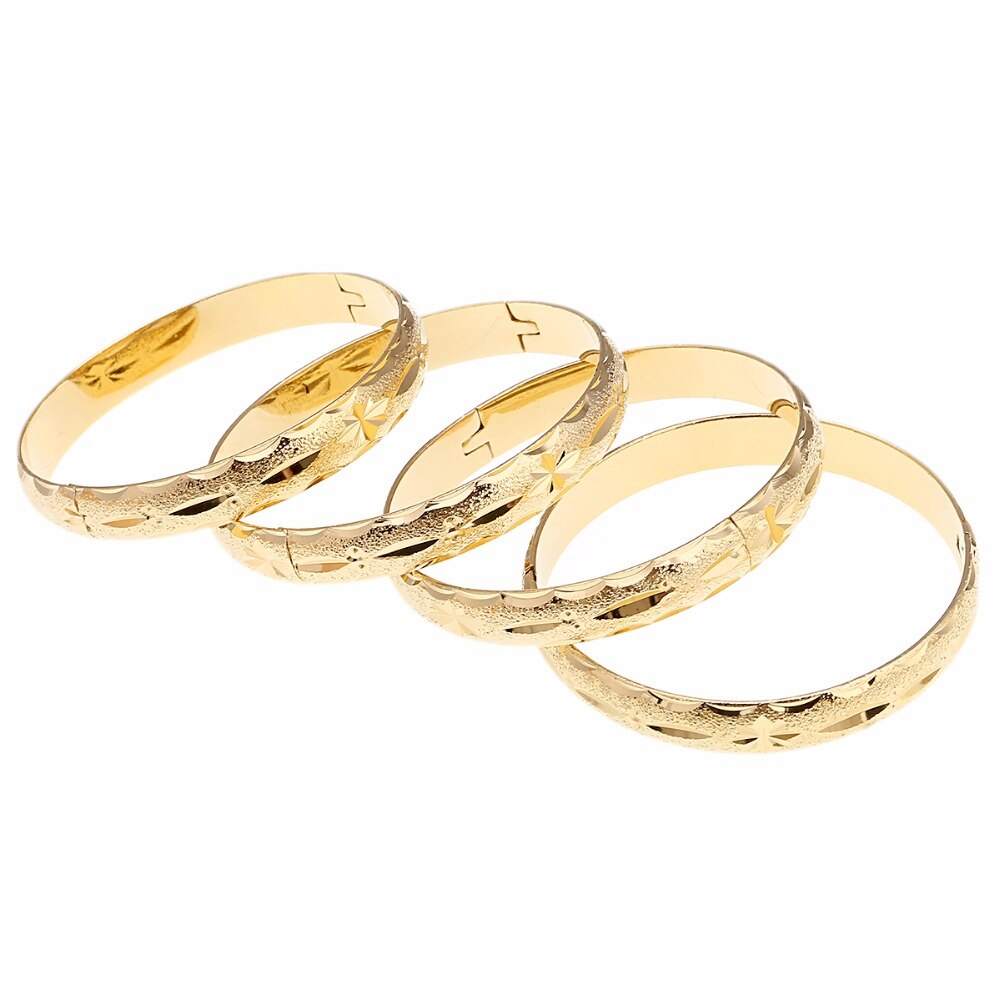 24K Gold-Plated Bangle Bracelet Set, 4-Piece by HitMyNeed