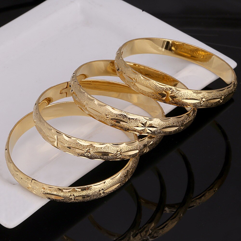 24K Gold-Plated Bangle Bracelet Set, 4-Piece by HitMyNeed