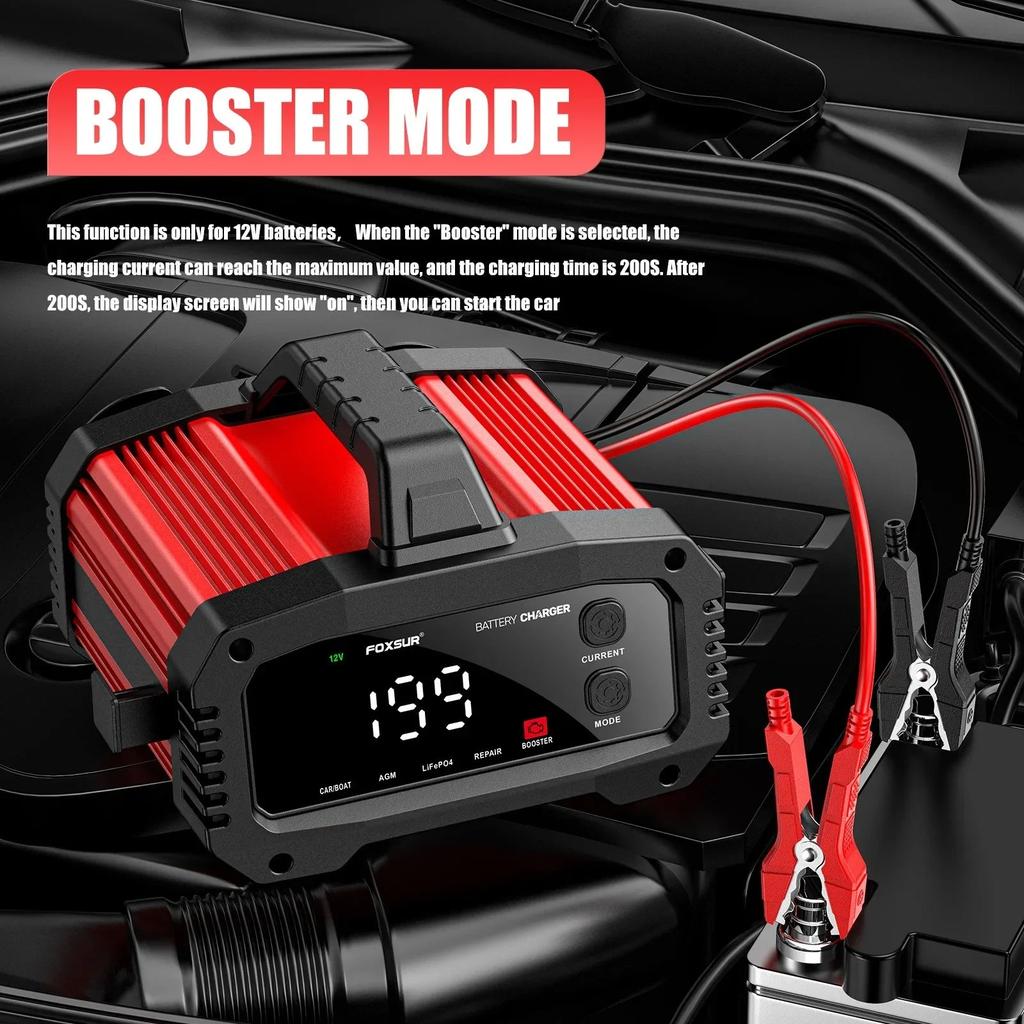 25A/15A Smart 12V-24V Car Battery Charger & Booster by HitMyNeed