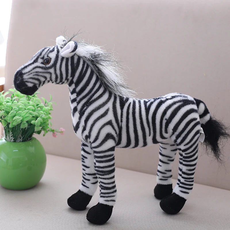 30cm Realistic Zebra Horse Plush Toy for Kids zebra by HitMyNeed