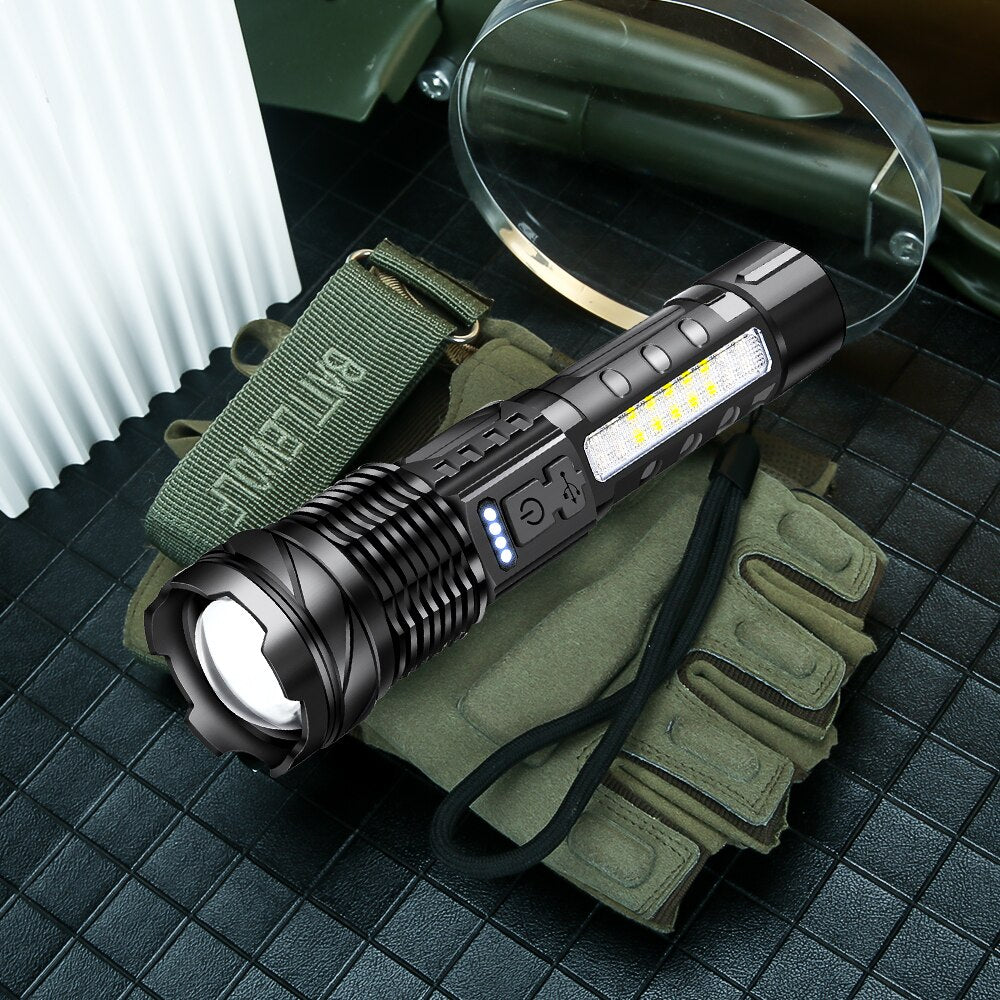 30W Rechargeable COB LED Flashlight with Power Display by HitMyNeed
