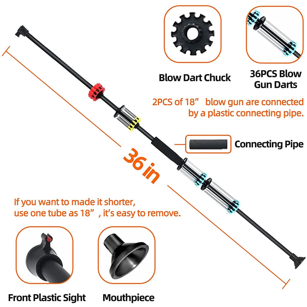 36/48 inch Training Blowgun with 4 Dart Types by HitMyNeed