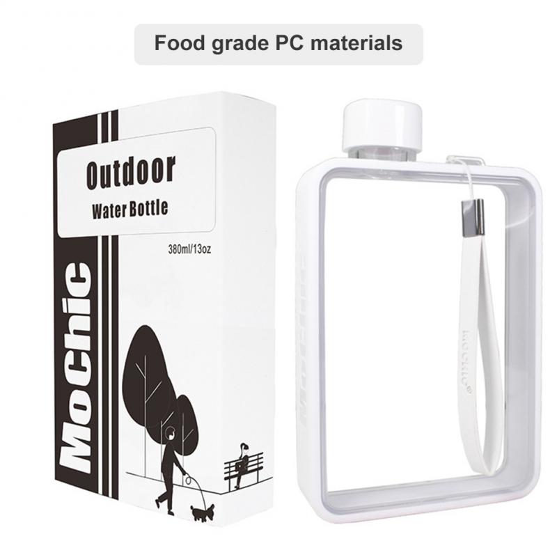 380ml Flat Square Water Bottle with Strap by HitMyNeed