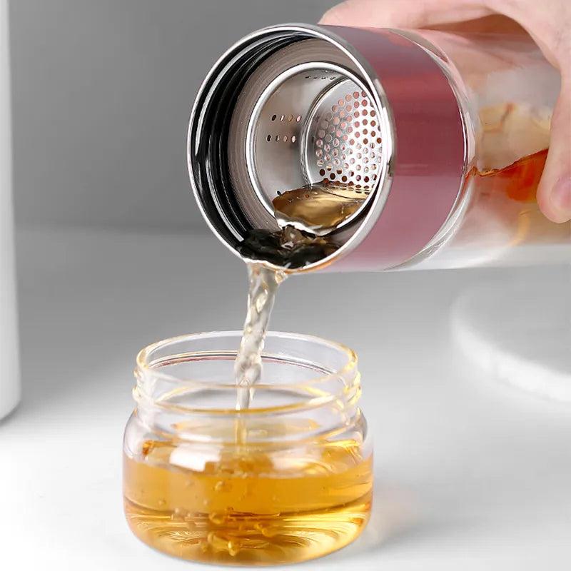 390ml Double Wall Glass Tea Infuser Bottle by HitMyNeed
