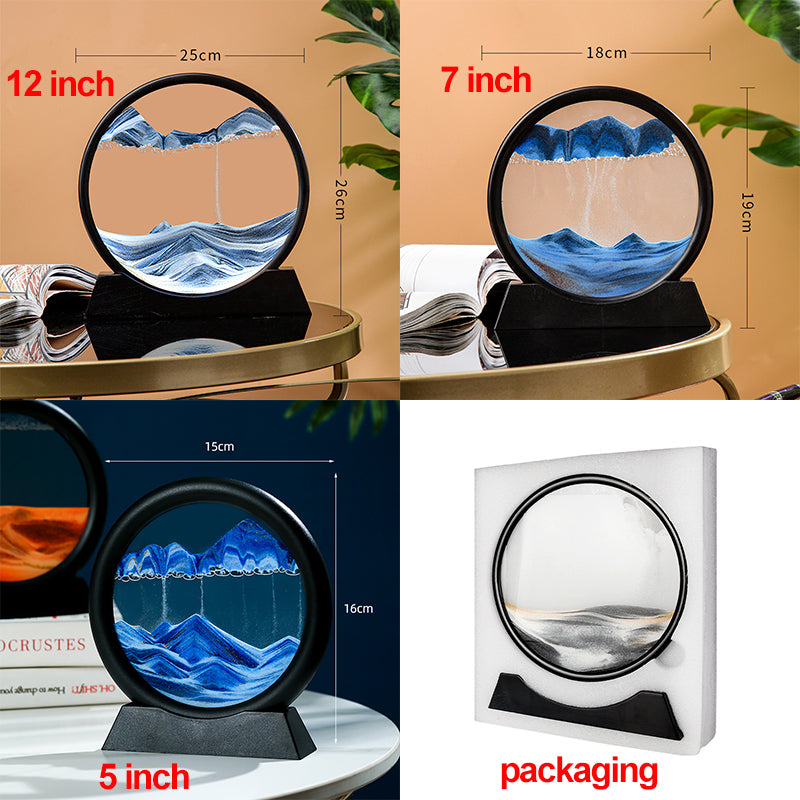 3D Moving Sand Art Round Glass Deep Sea Decor by HitMyNeed