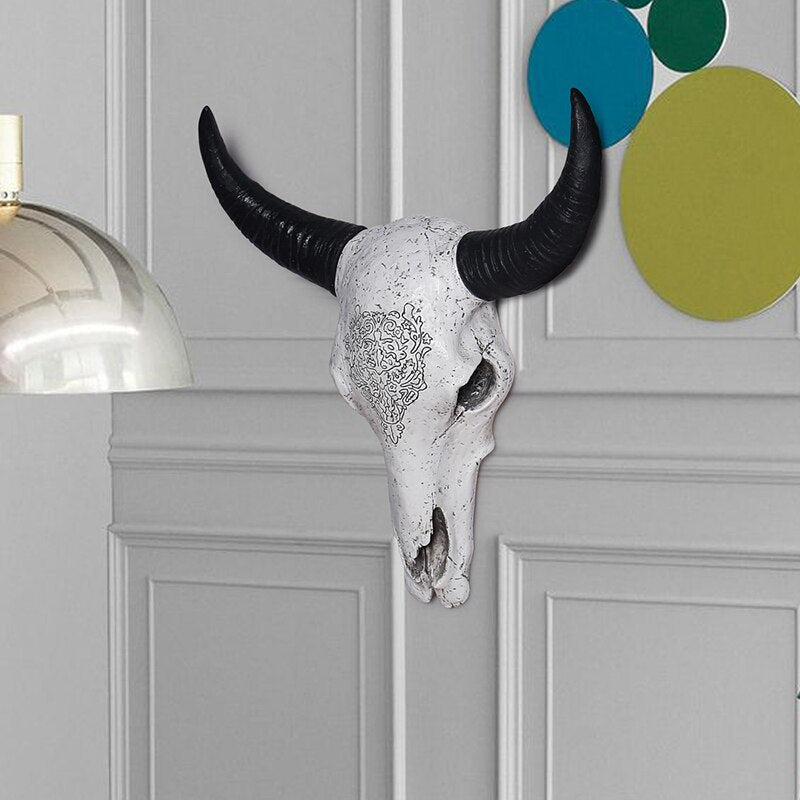 3D Resin Cow Skull Wall Art Decor, 40 cm by HitMyNeed