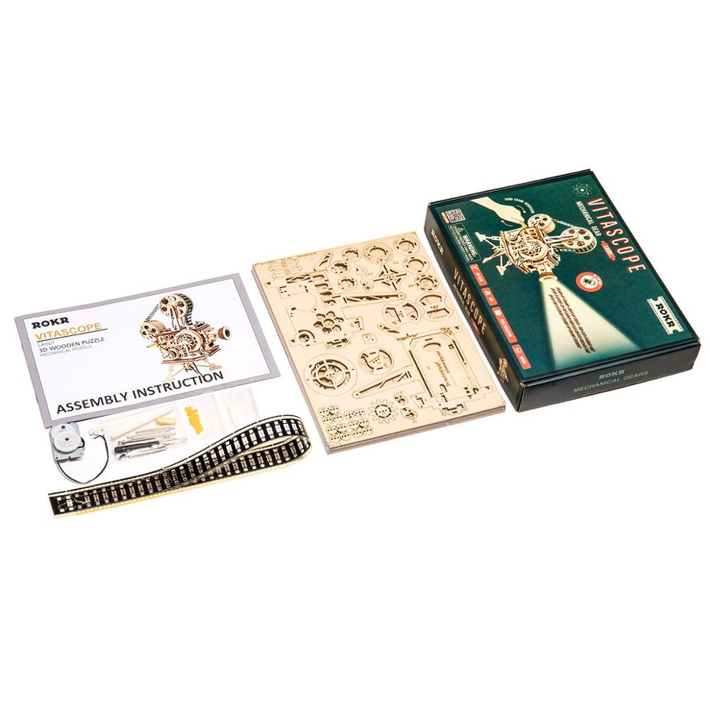 3D Wooden Puzzle DIY Vintage Film Projector Kit by HitMyNeed
