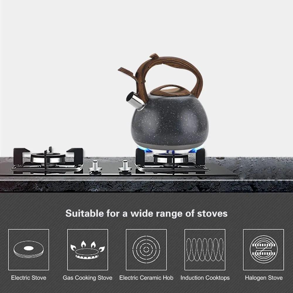 3L Stainless Steel Whistling Tea Kettle for All Hobs by HitMyNeed