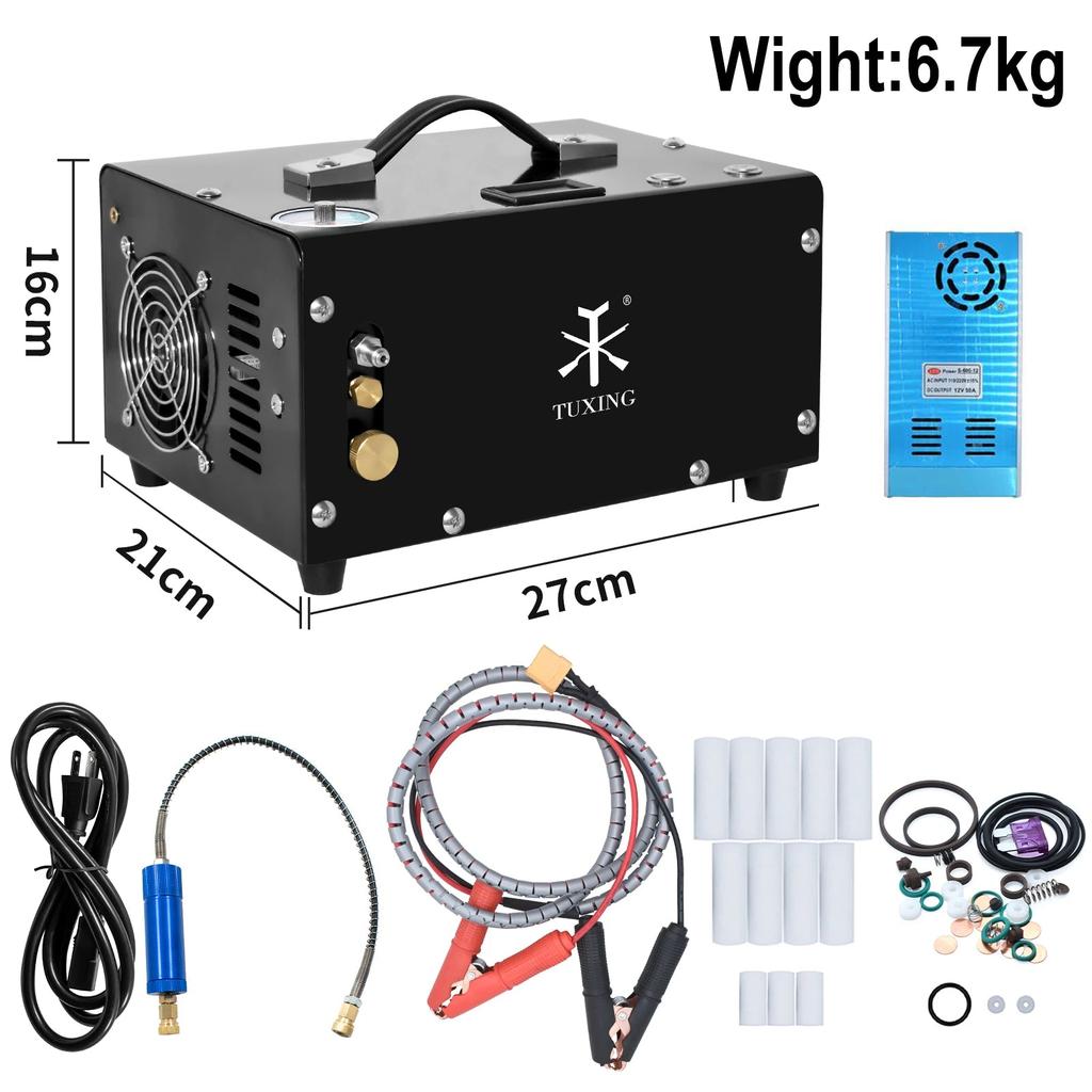 4500 PSI 300 Bar Oil-Free PCP Air Compressor 12V/AC by HitMyNeed