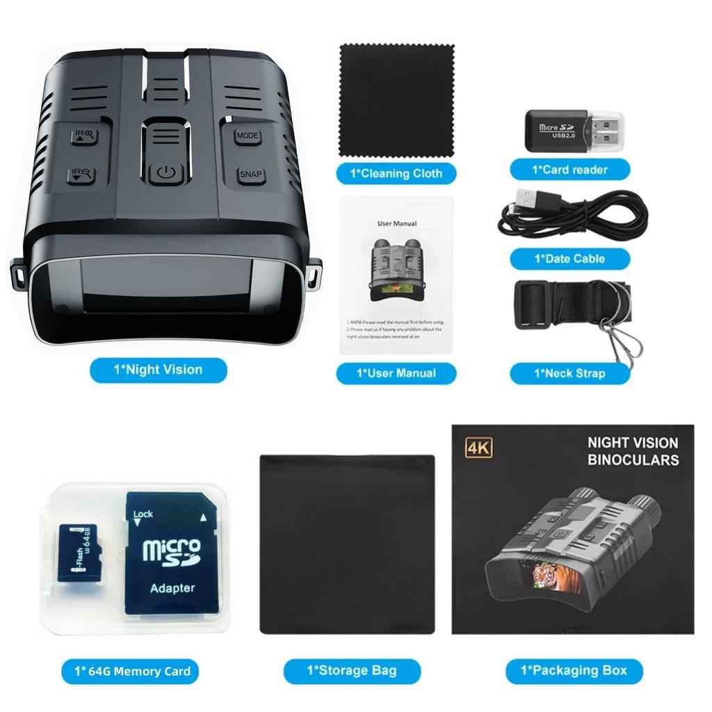 4K Night Vision Binoculars with WiFi & Video Record by HitMyNeed