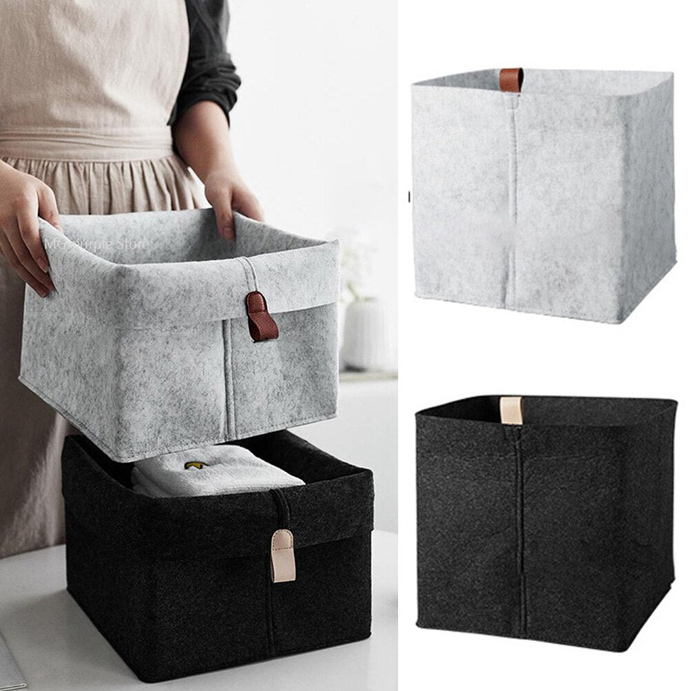 Felt Storage Box with Handles - Foldable Organizer