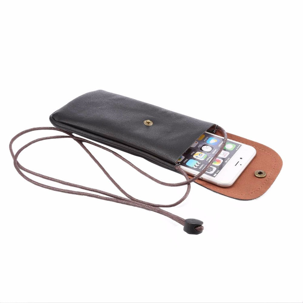 Leather Phone Pouch Shoulder Bag for 6.3" Phones