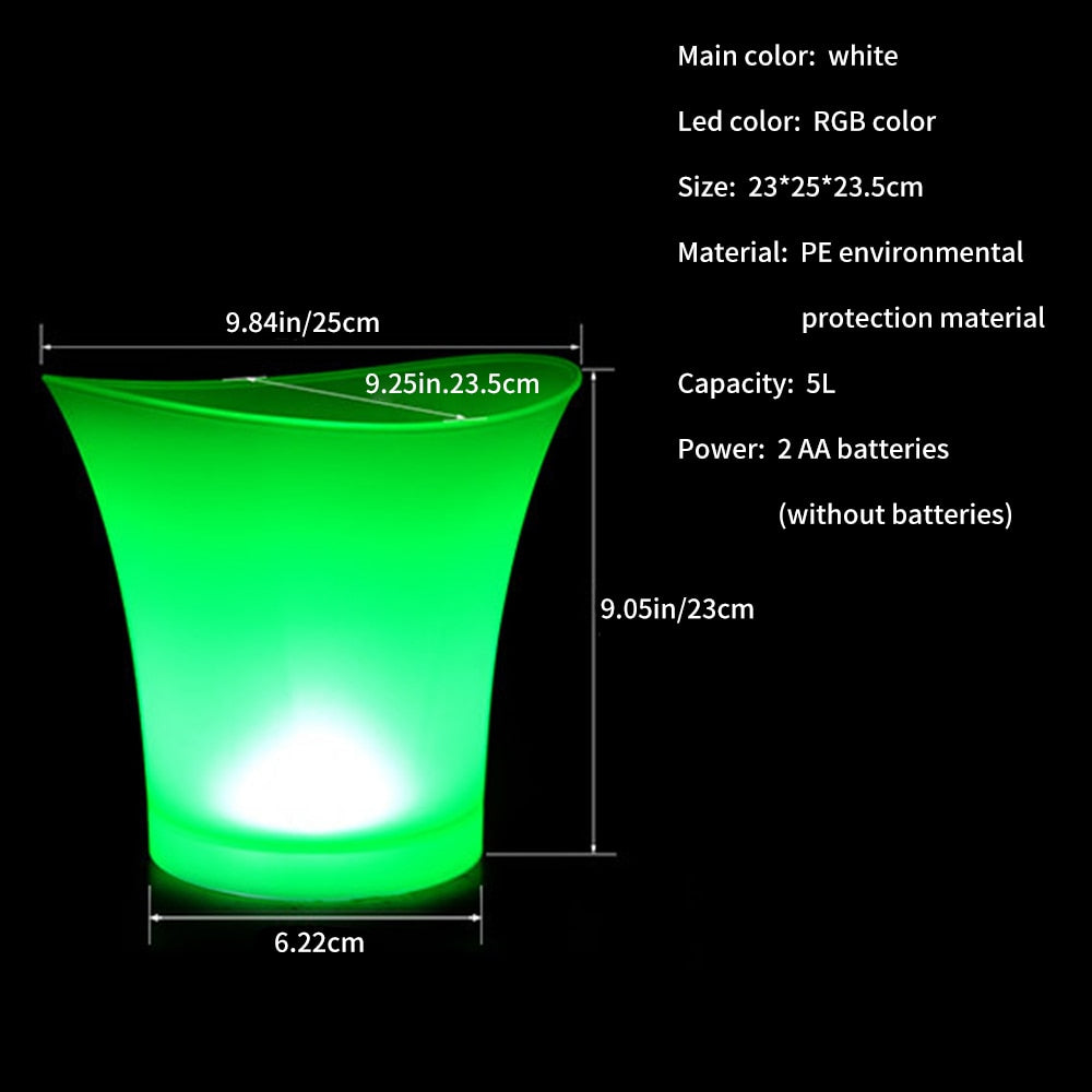 5L LED Light Up Ice Bucket with Color-Changing Glow by HitMyNeed