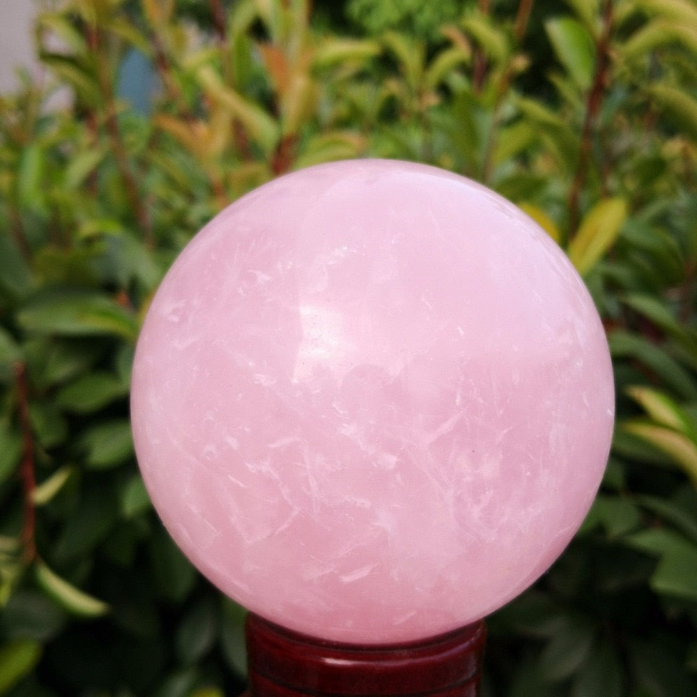 Natural Rose Quartz Crystal Ball with Stand