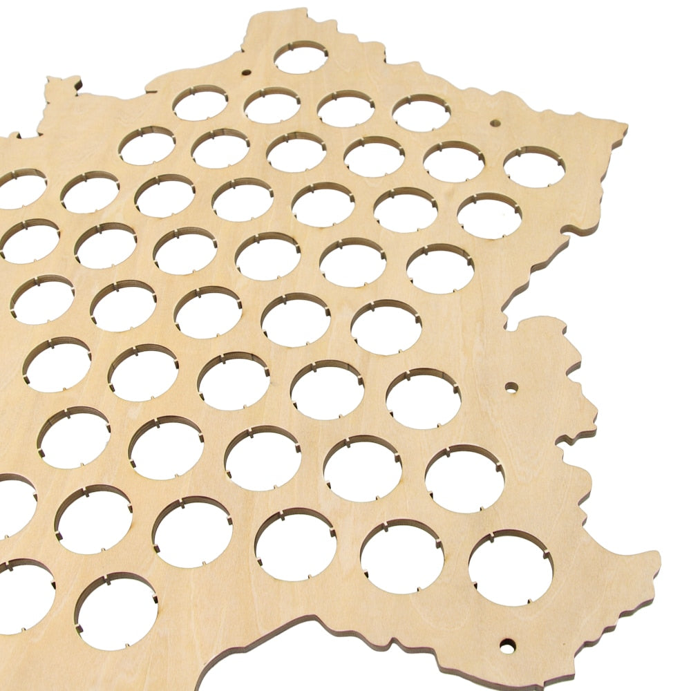 Map of France Wooden Beer Cap Display Board