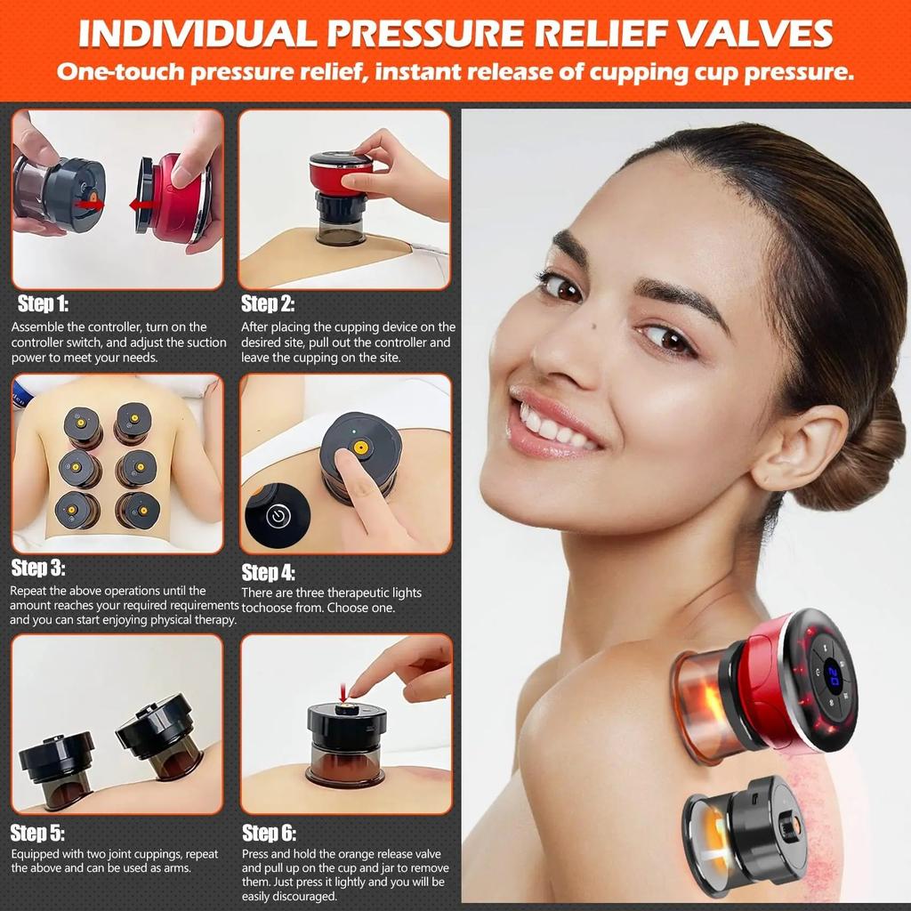 8 Cups Electric Cupping Massager with EMS & Gua Sha by HitMyNeed