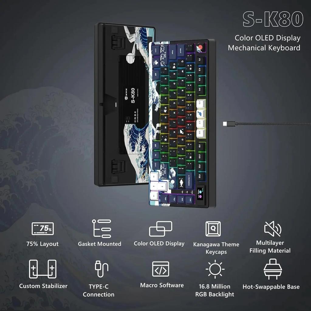 81-Key Mechanical Gaming Keyboard with OLED & RGB by HitMyNeed