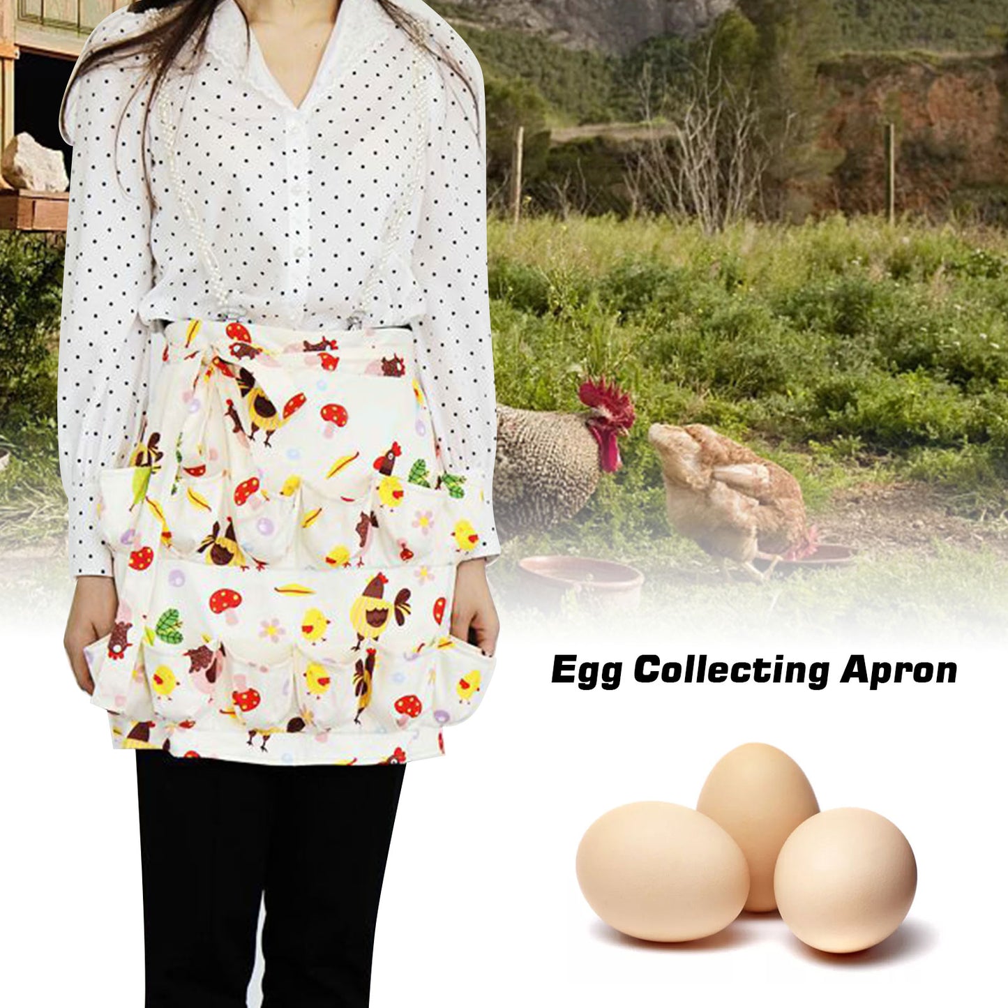 Multi-Pocket Egg Collecting Apron with Secure Pouches