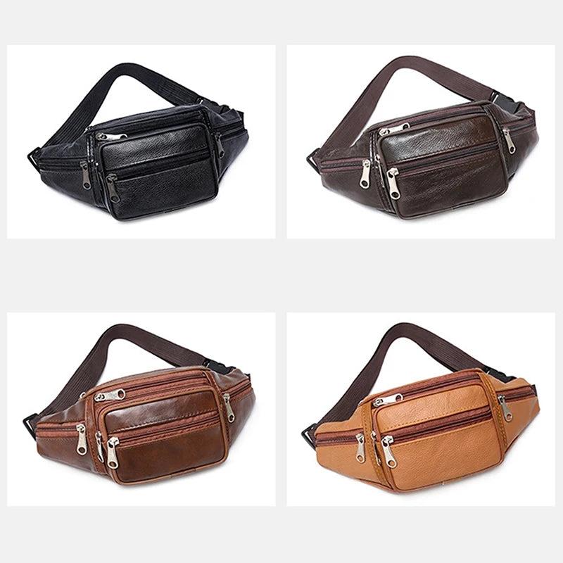 Adjustable Men's PU Leather Belt Bag by HitMyNeed