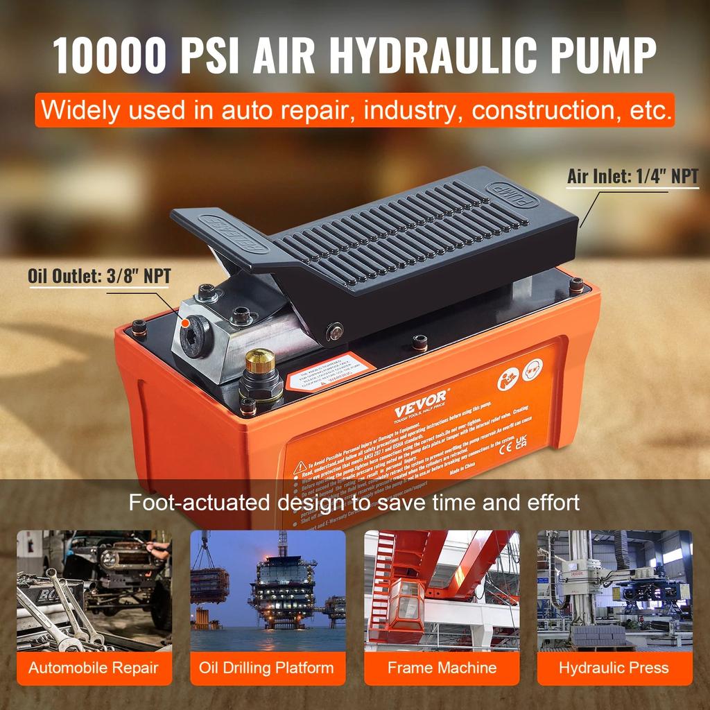 Air Hydraulic Foot Pump 10,000 PSI, 1.6L Reservoir by HitMyNeed