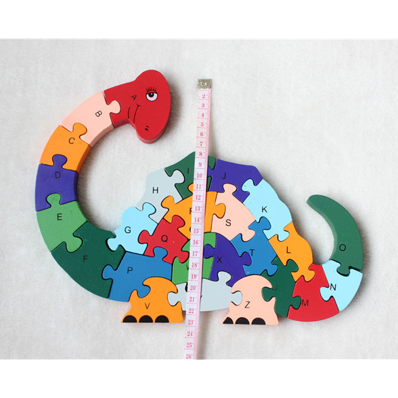 Alphabet Wooden Dinosaur Puzzle for Kids by HitMyNeed