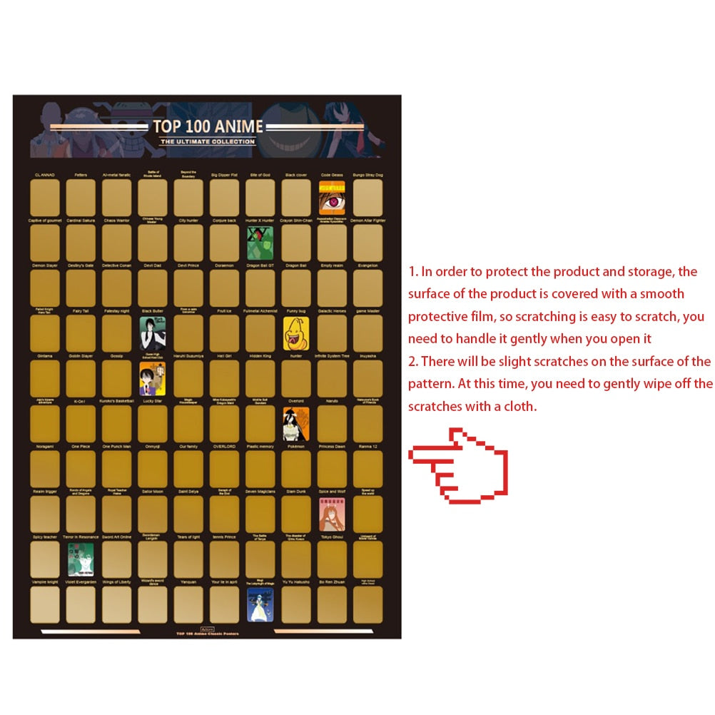 Anime Scratch Off Poster with 100 Shows by HitMyNeed