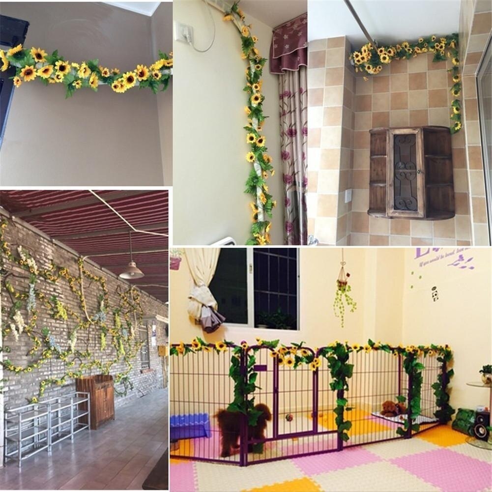 Artificial Sunflower Vine Garland 2.6m by HitMyNeed