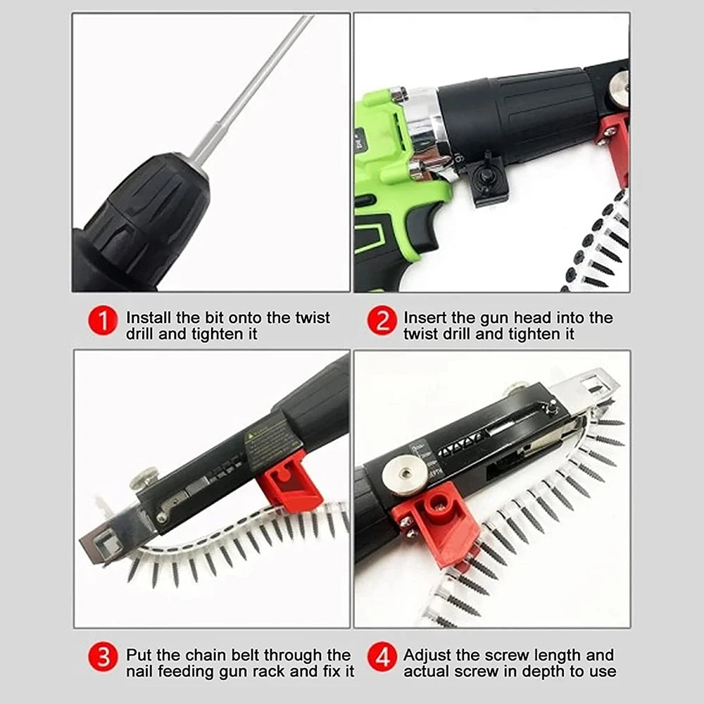 Automatic Screwdriver Chain Nail Gun Drill Adapter by HitMyNeed