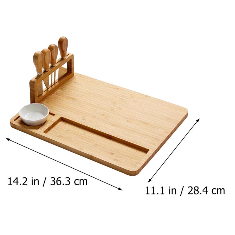 Bamboo Cheese Board with Knife & Bowl Set by HitMyNeed