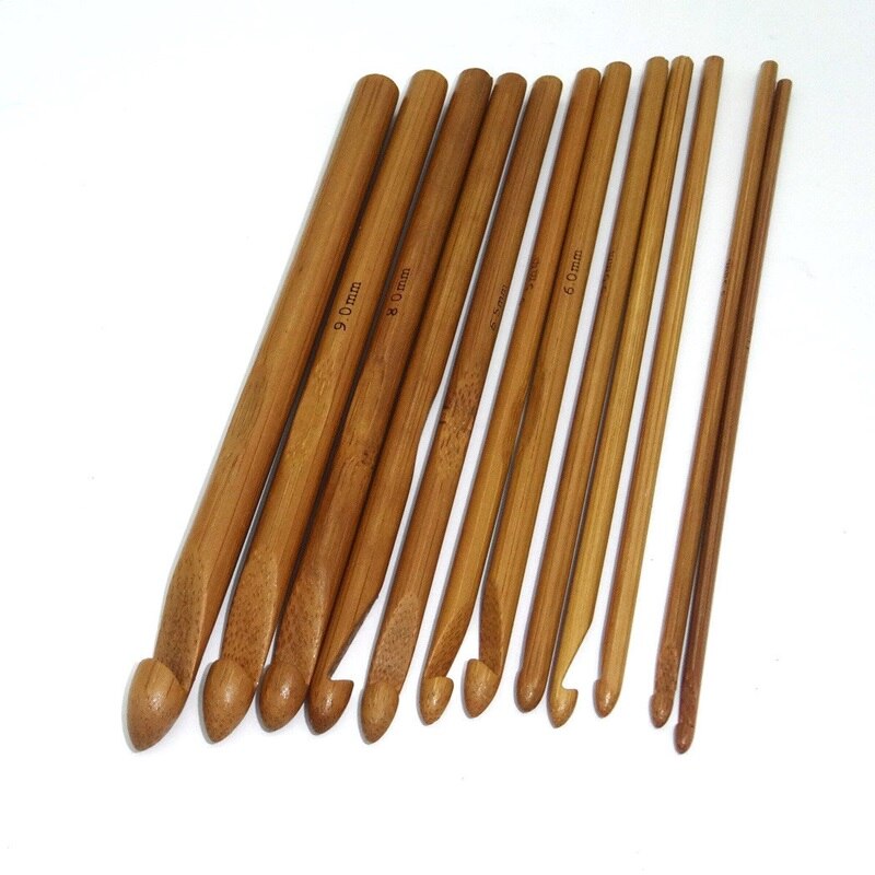 Bamboo Wooden Crochet Hooks Set, 12 Sizes by HitMyNeed