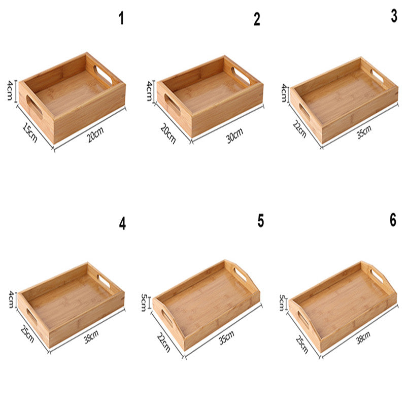 Bamboo Wooden Rectangular Serving Tray with Handles by HitMyNeed