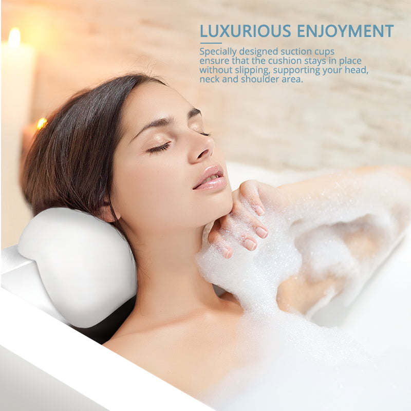 Bathtub Pillow with Suction Cups for Neck Support by HitMyNeed