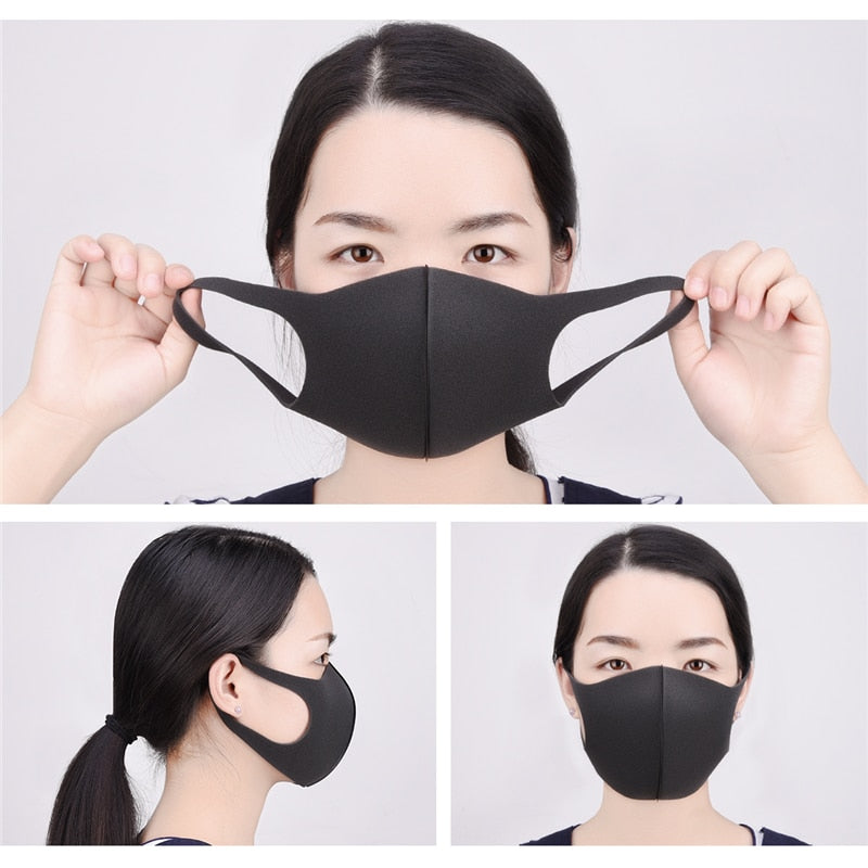 Black Reusable Sponge Face Mask (3-Pack) by HitMyNeed