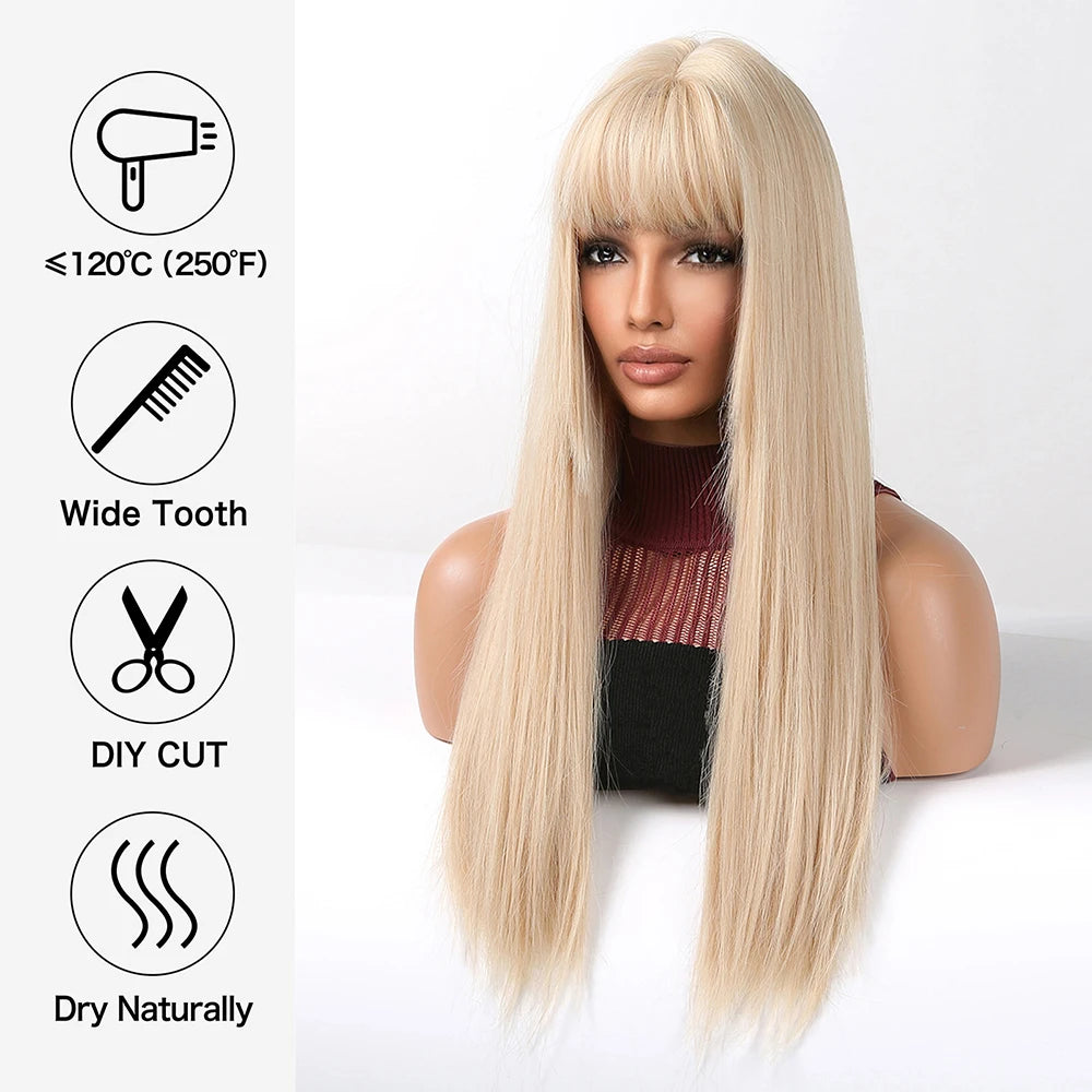 Blonde Long Straight Lolita Wig with Bangs by HitMyNeed