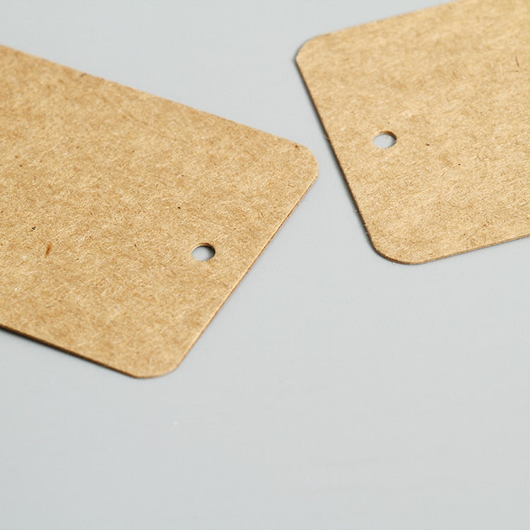 Brown Kraft Paper Tags with Hole (100 Pack, 9 x 5 cm) by HitMyNeed