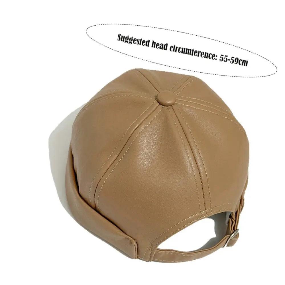 Casual Retro Brimless PU Leather Docker Cap by HitMyNeed