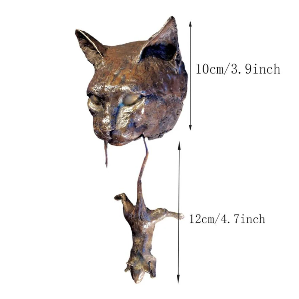Cat Head & Mouse Resin Door Knocker Wall Sculpture by HitMyNeed